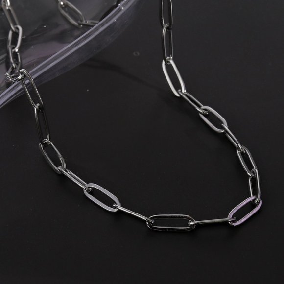 PALERMO Essential Silver Chain Link Paper-Clip Necklace - Picture 5 of 8